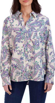 Foxcroft Paisley Print Cotton Blouse