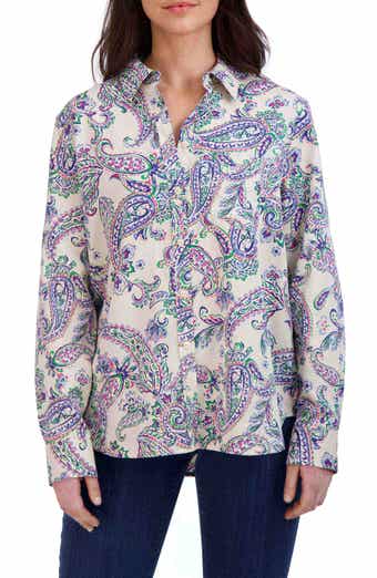 Foxcroft Paisley Print Cotton Blouse