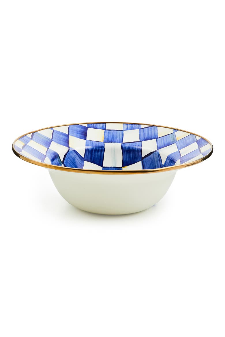 Royal Check Enameled Steel Serving Bowl, Alternate, color, BLUE/ WHITE