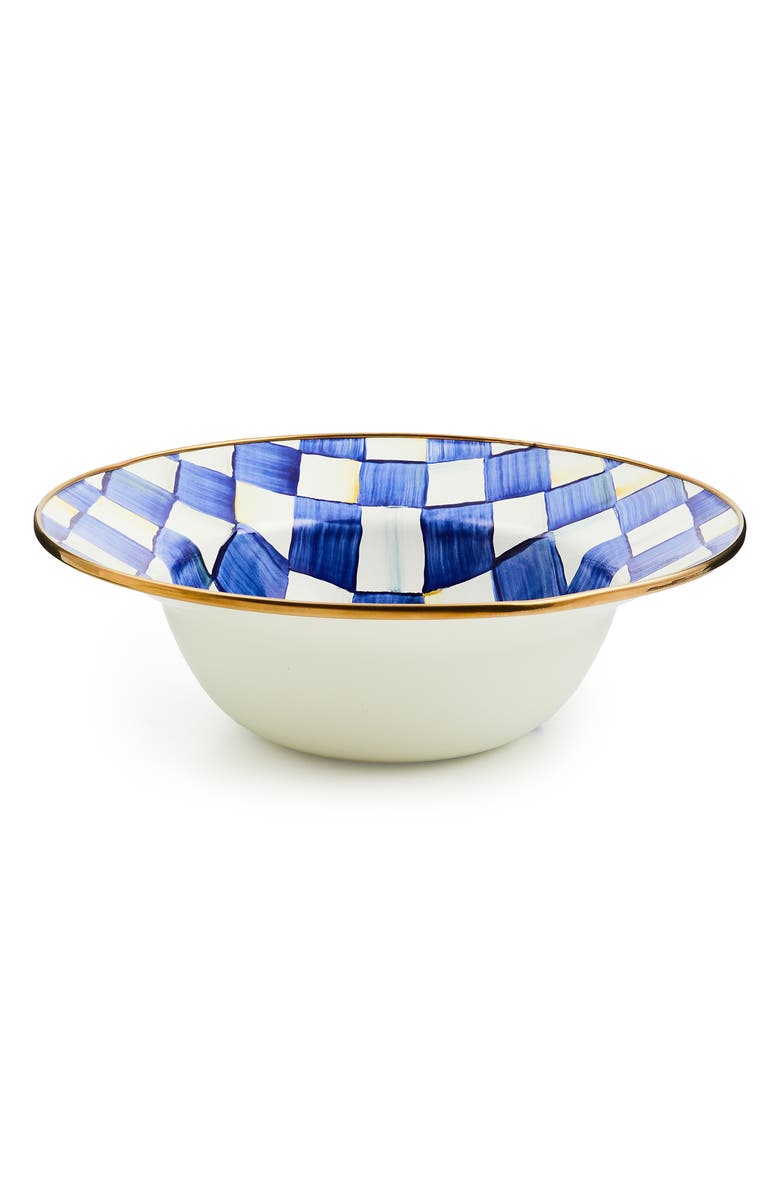 MACKENZIE CHILDS Royal Check Enameled Steel Serving Bowl, Alternate, color, Blue/ White