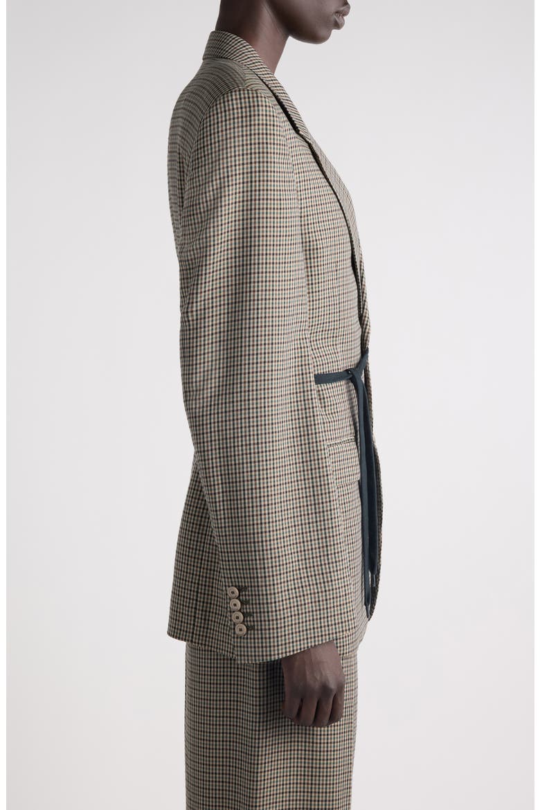 Check Side Tie Blazer, Alternate, color, 2866 KHAKI/ BROWN