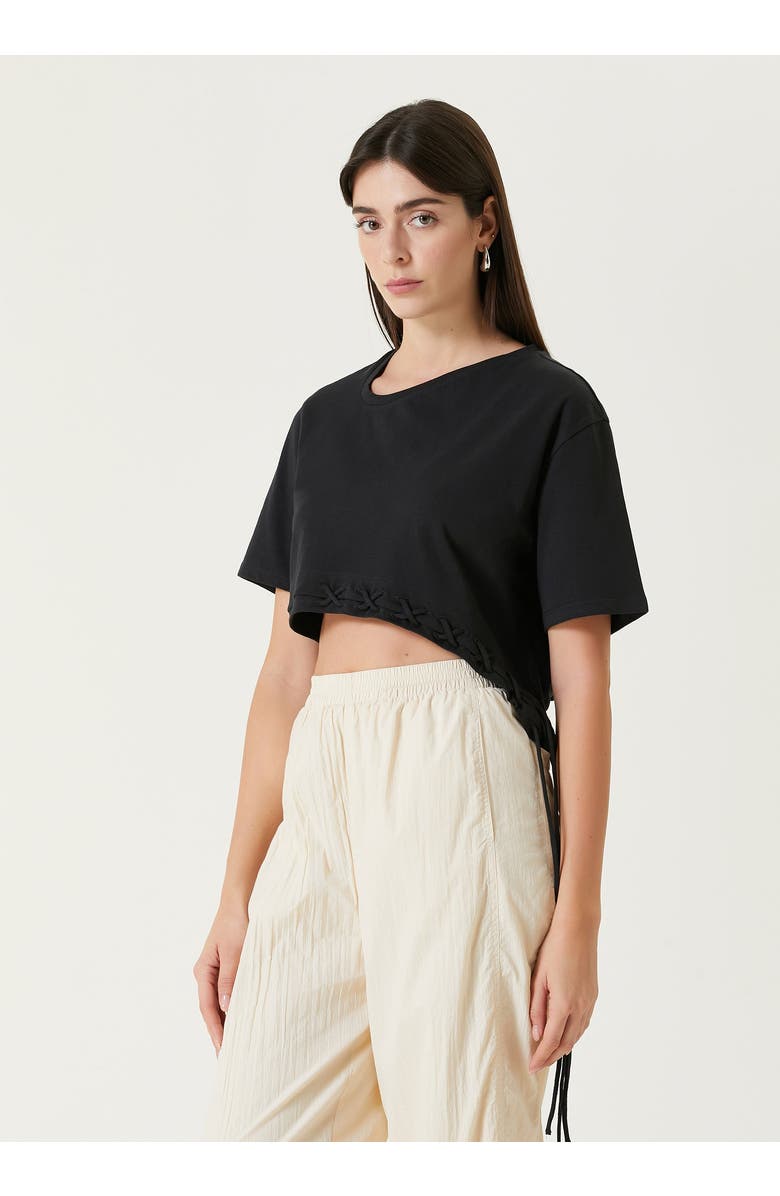 PCFG Pure Cotton Free Heaven Crop String Tshirt, Alternate, color, Black