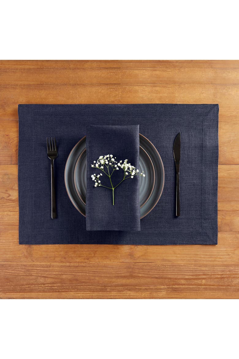 Linen Dinner Napkins Set of 4, 20 x 20" - Diana, Alternate, color, Navy
