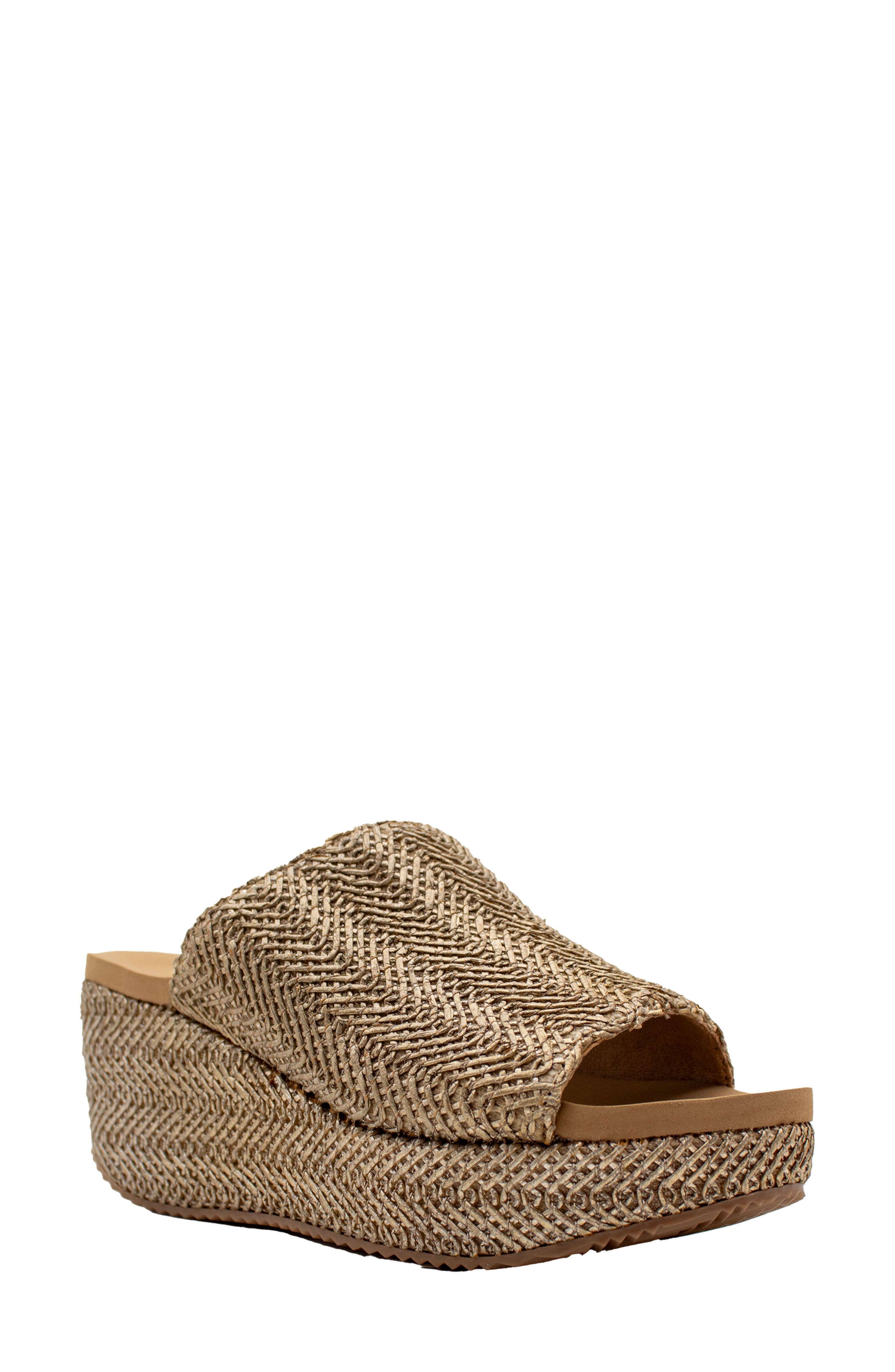 Volatile Canteen Water Resistant Raffia Wedge Platform Sandal, Main, color, 