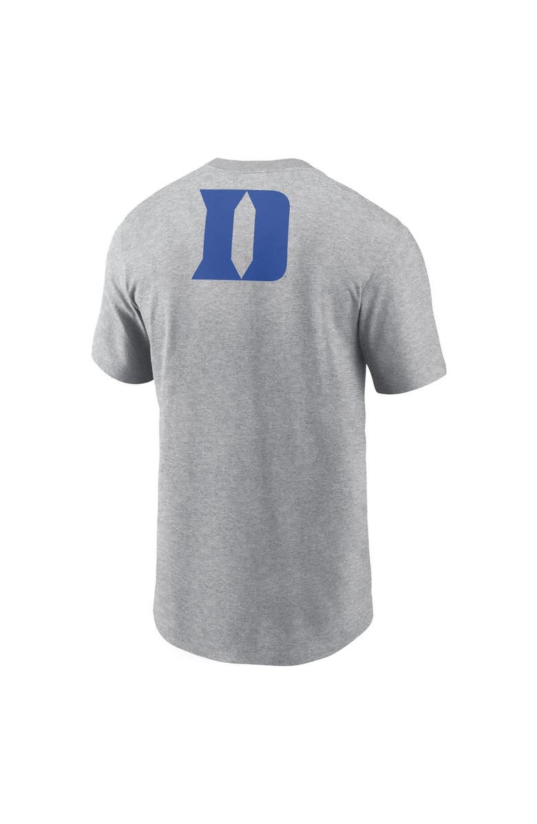 Nike Men's Nike Heather Gray Duke Blue Devils Campus 2-Hit Primary Mascot T-Shirt, Alternate, color, 