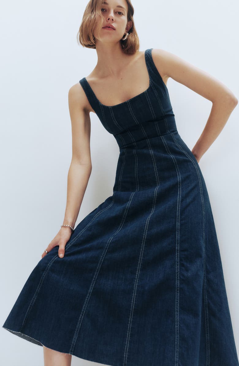 Reformation Amory Denim Dress, Alternate, color, 