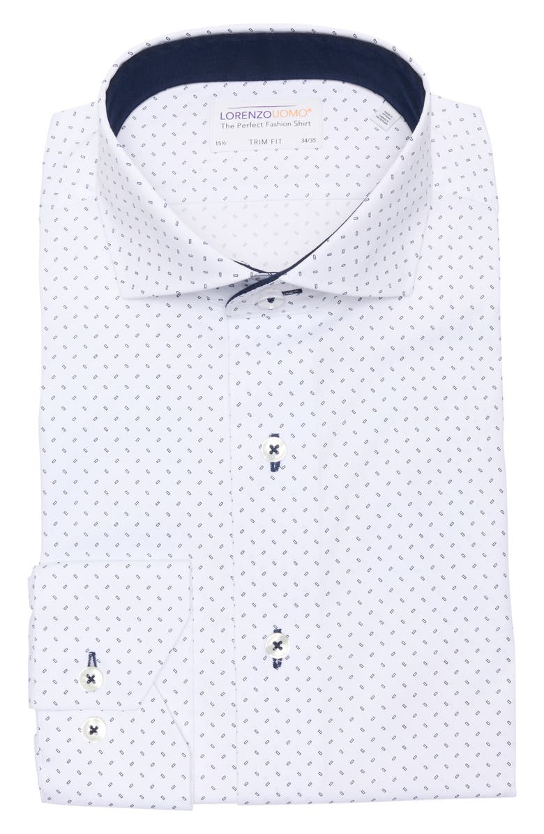 Lorenzo Uomo Print Trim Fit Dress Shirt, Alternate, color, White