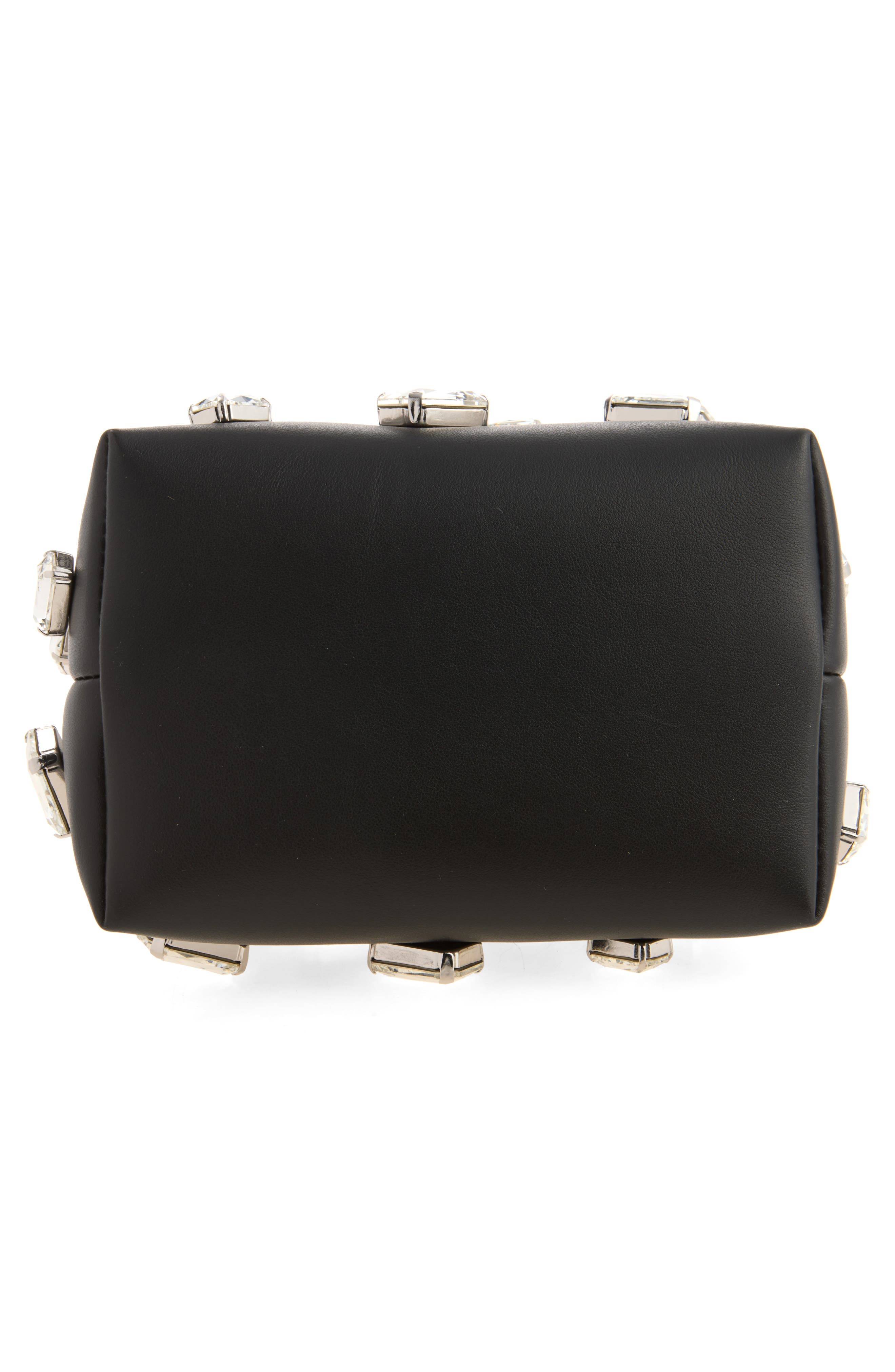 Mini Bloom Crystal Embellished Leather Handbag, Alternate, color, BLACK