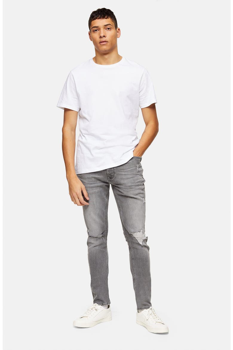 Ripped Skinny Fit Jeans, Alternate, color, GREY