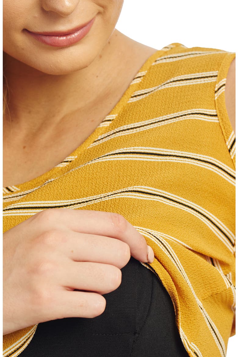 Mahina Maternity/Nursing Tank Dress, Alternate, color, MUSTARD STRIPE