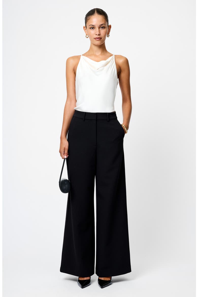 Azra Wide Leg Twill Pants, Alternate, color, BLACK