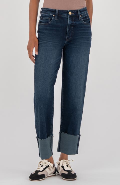 Fay Raw Hem High Waist Straight Leg Jeans (Regular & Petite)
