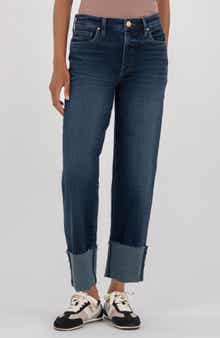 KUT from the Kloth Fay Raw Hem High Waist Straight Leg Jeans