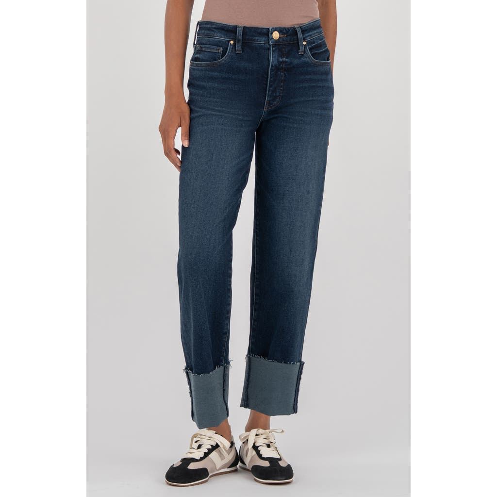 Kut From The Kloth Fay Raw Hem High Waist Straight Leg Jeans In Blue