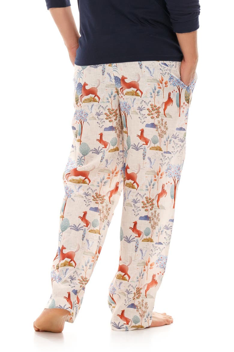 Drew Equus Horse Print Linen Pajama Pants, Alternate, color, BLUE