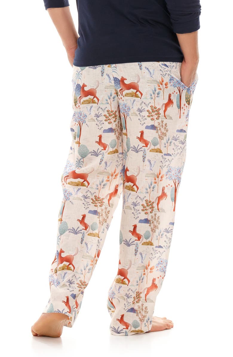 The Lazy Poet Drew Equus Horse Print Linen Pajama Pants, Alternate, color, 