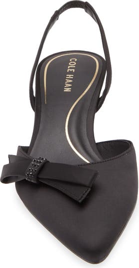 Cole Haan Noella Bow Slingback Pointed Toe Kitten Heel Pump