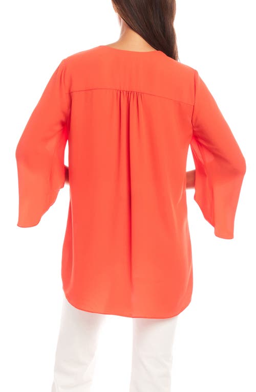 Karen Kane Crossover Hem Asymmetric Top In Bright Orange