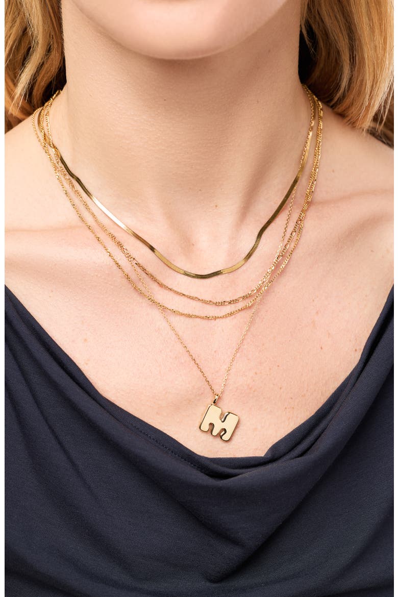 Letter Necklace - Bubble Letter Necklace, Alternate, color, H
