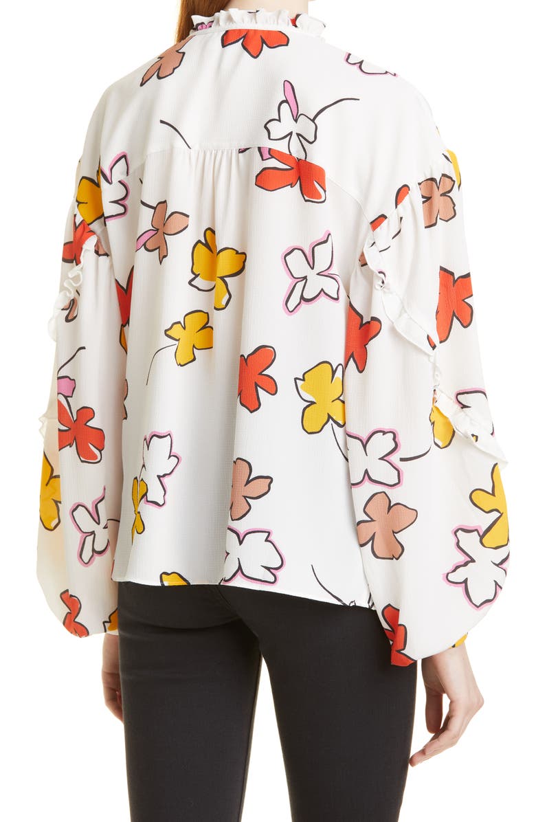 Ted Baker London Thurso Floral High-Low Blouse, Alternate, color, White