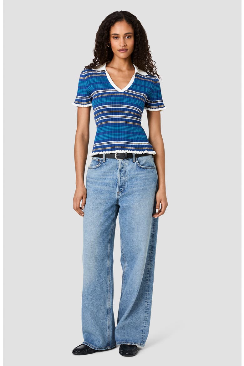 Striped Crinkle Rib Polo, Alternate, color, MIXED STRIPE