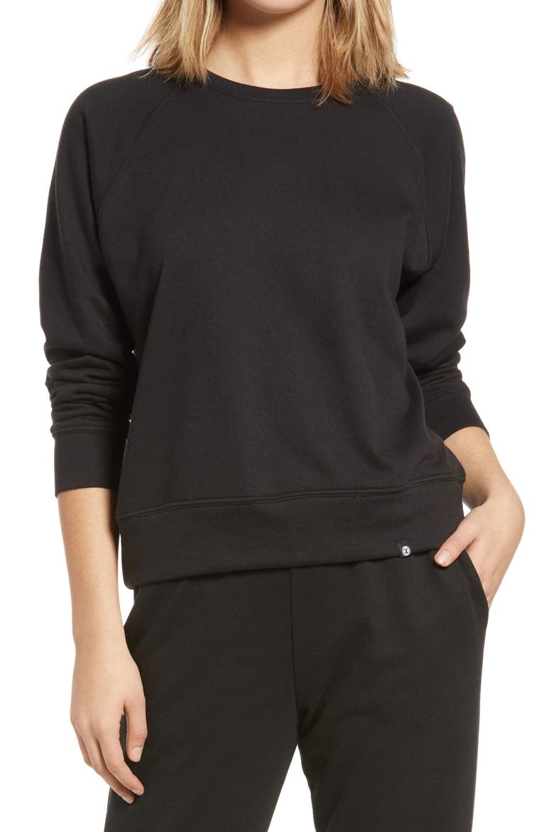 Cozy Raglan Sleeve Sweatshirt, Main, color, BLACK