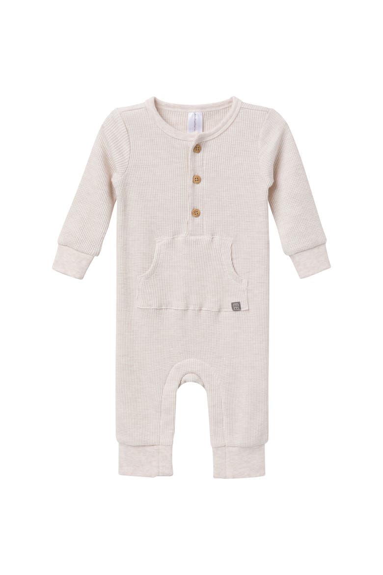Waffle Knit Romper with Kangaroo Pocket, Main, color, Oatmeal