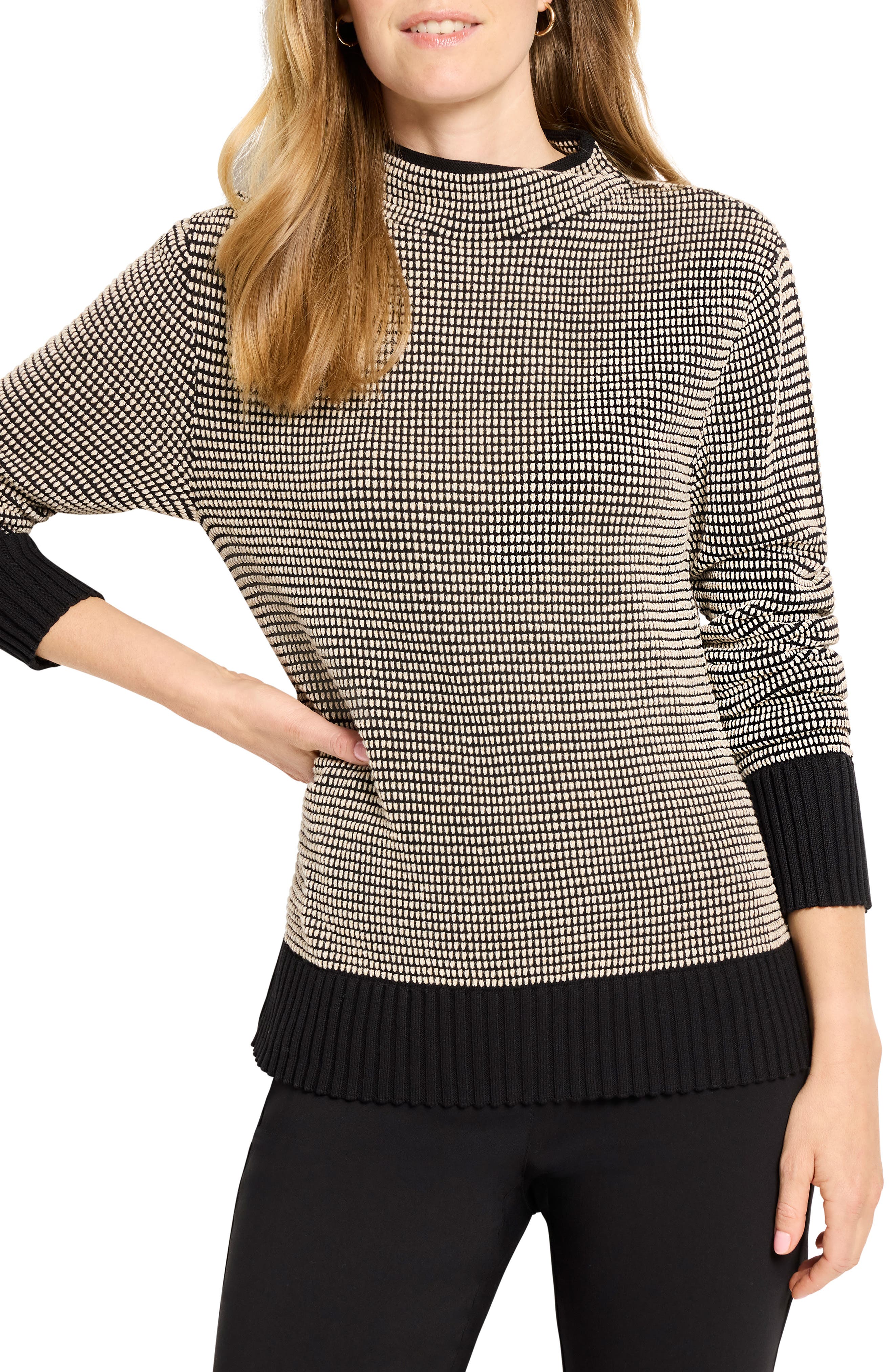 NIC+ZOE Mock Neck Pixel Knit Sweater