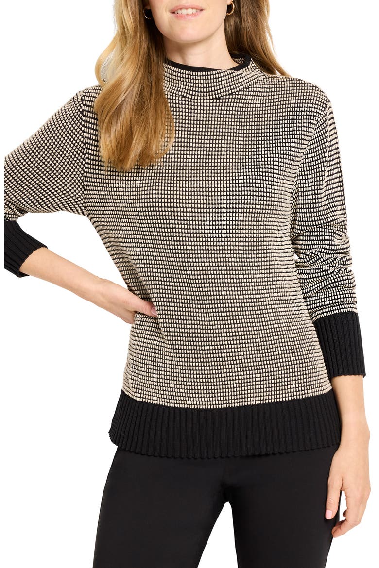 Mock Neck Pixel Knit Sweater, Main, color, BLACK MULTI