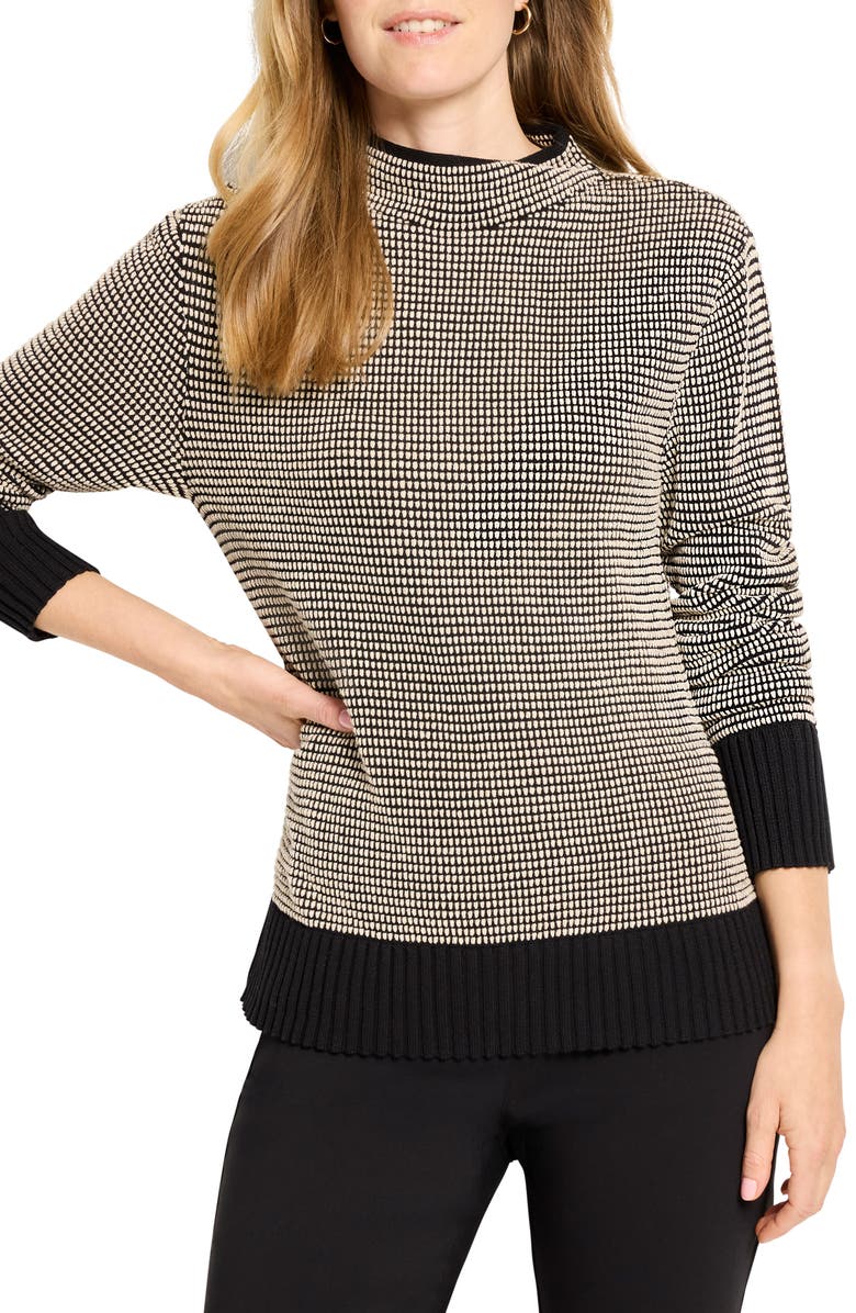 NIC+ZOE Mock Neck Pixel Knit Sweater, Main, color, Black Multi