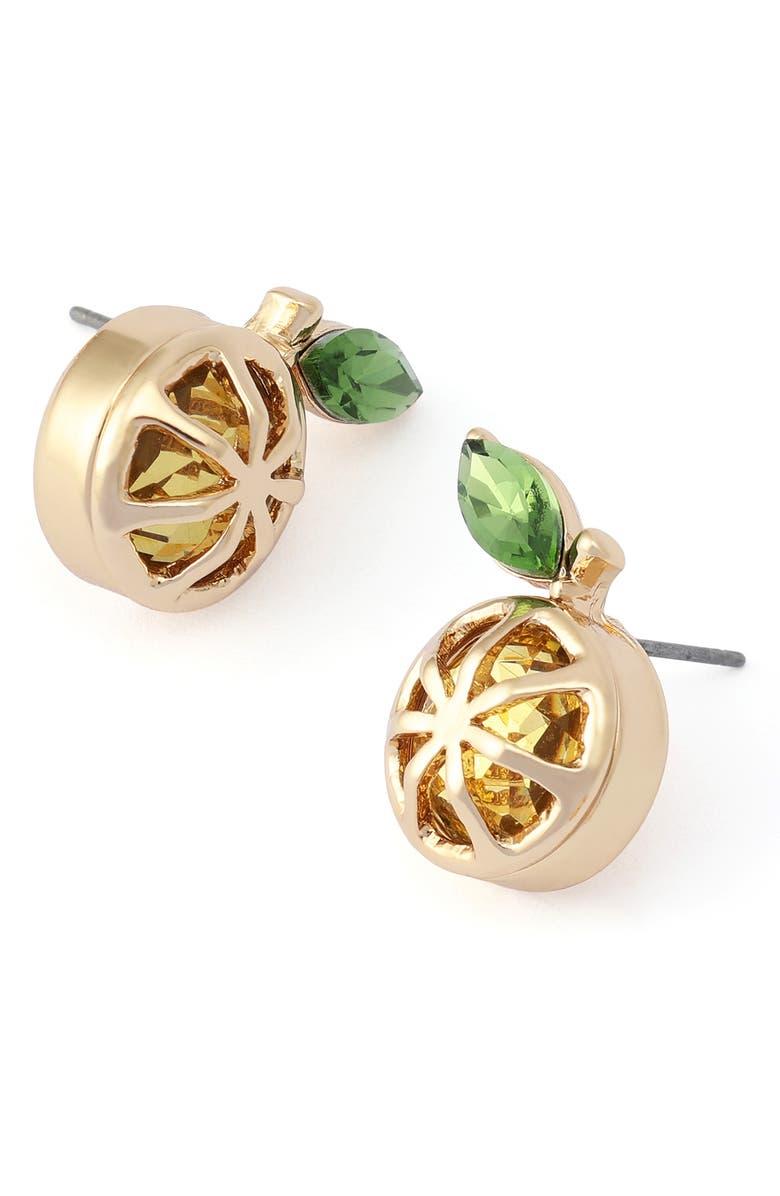 Betsey Johnson Lemon Stud Earrings, Alternate, color, Yellow