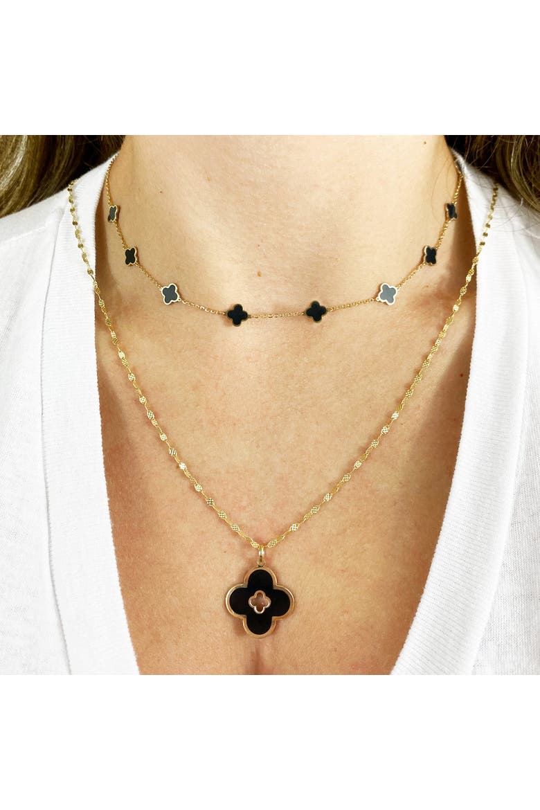 Onyx Clover Cut Out Charm, Alternate, color, Onyx