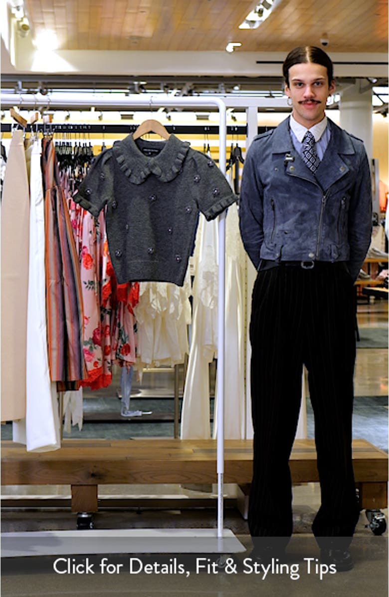 Pearl Bead Floral Short Sleeve Sweater, sales video thumbnail