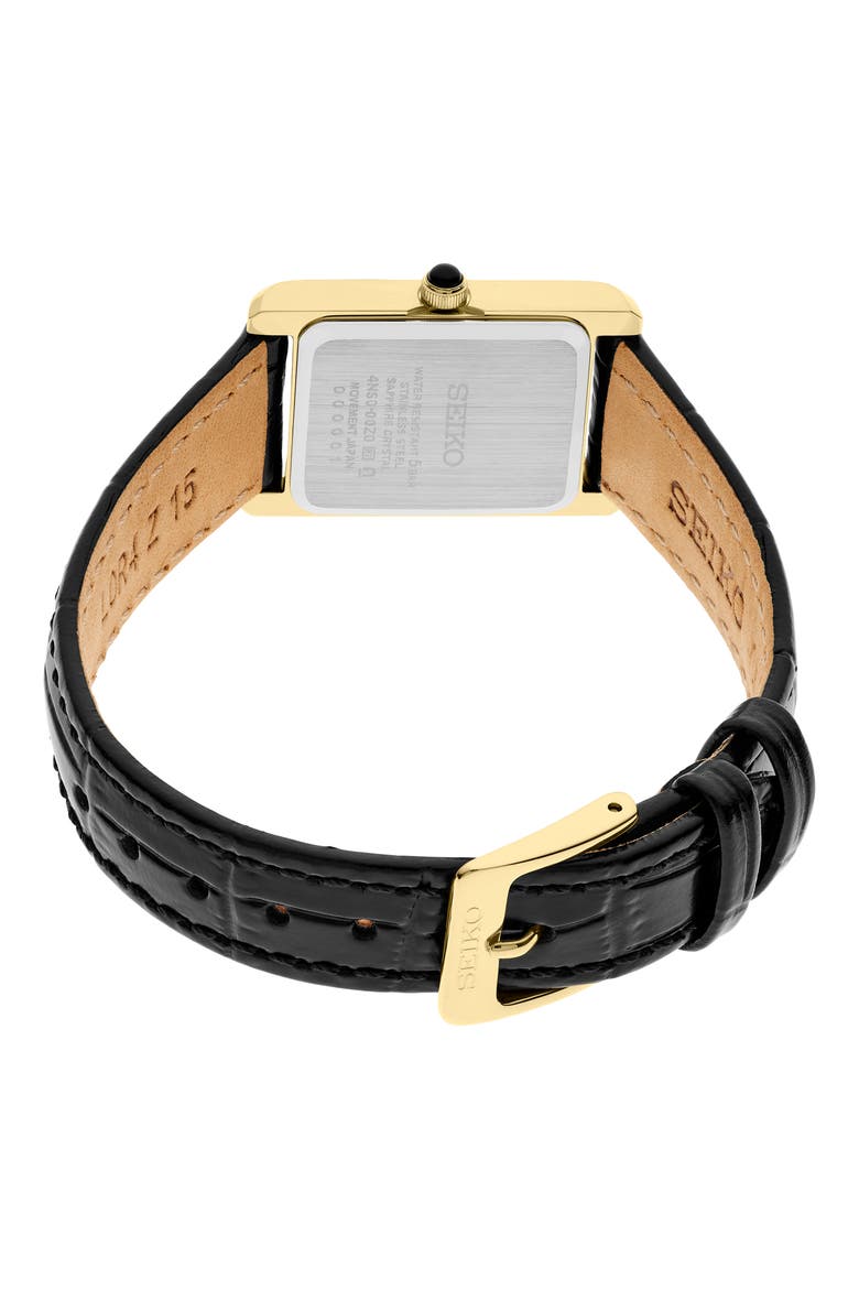Essentials Tank Leather Strap Watch, 19.6mm x 29.4mm, Alternate, color, WHITE/ GOLDTONE/ BLACK