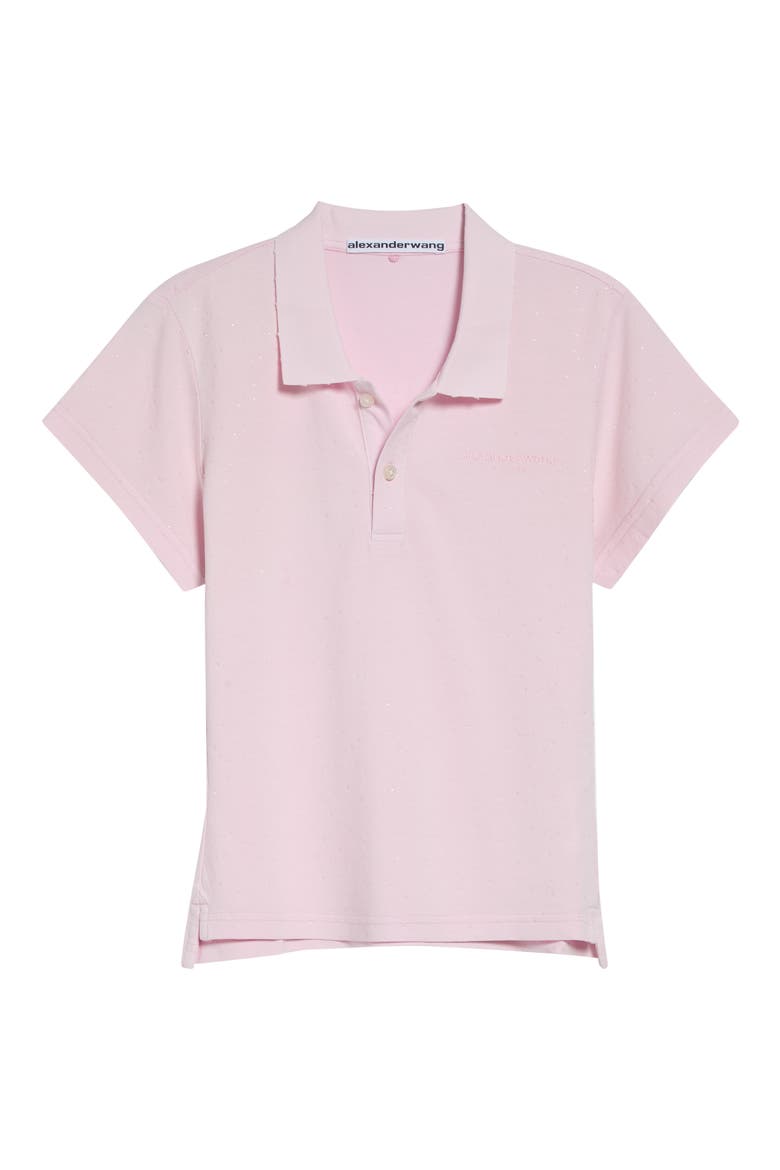 Shrunken Cotton Piqué Polo, Alternate, color, LIGHT PINK