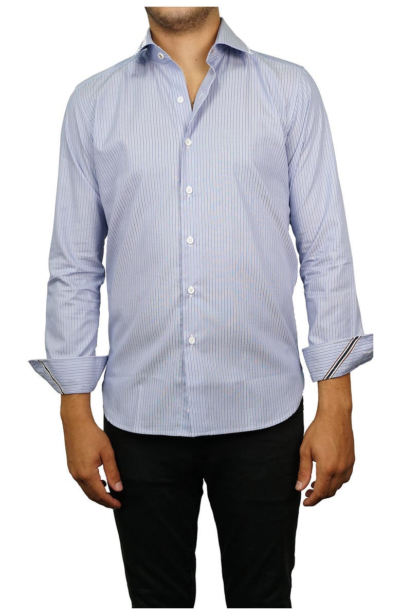Zanella Tailored Fit Pinstripe Button-Up Shirt, Main, color, 