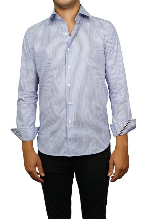 Tailored Fit Pinstripe Button-Up Shirt