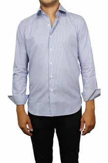 Zanella Tailored Fit Pinstripe Button-Up Shirt