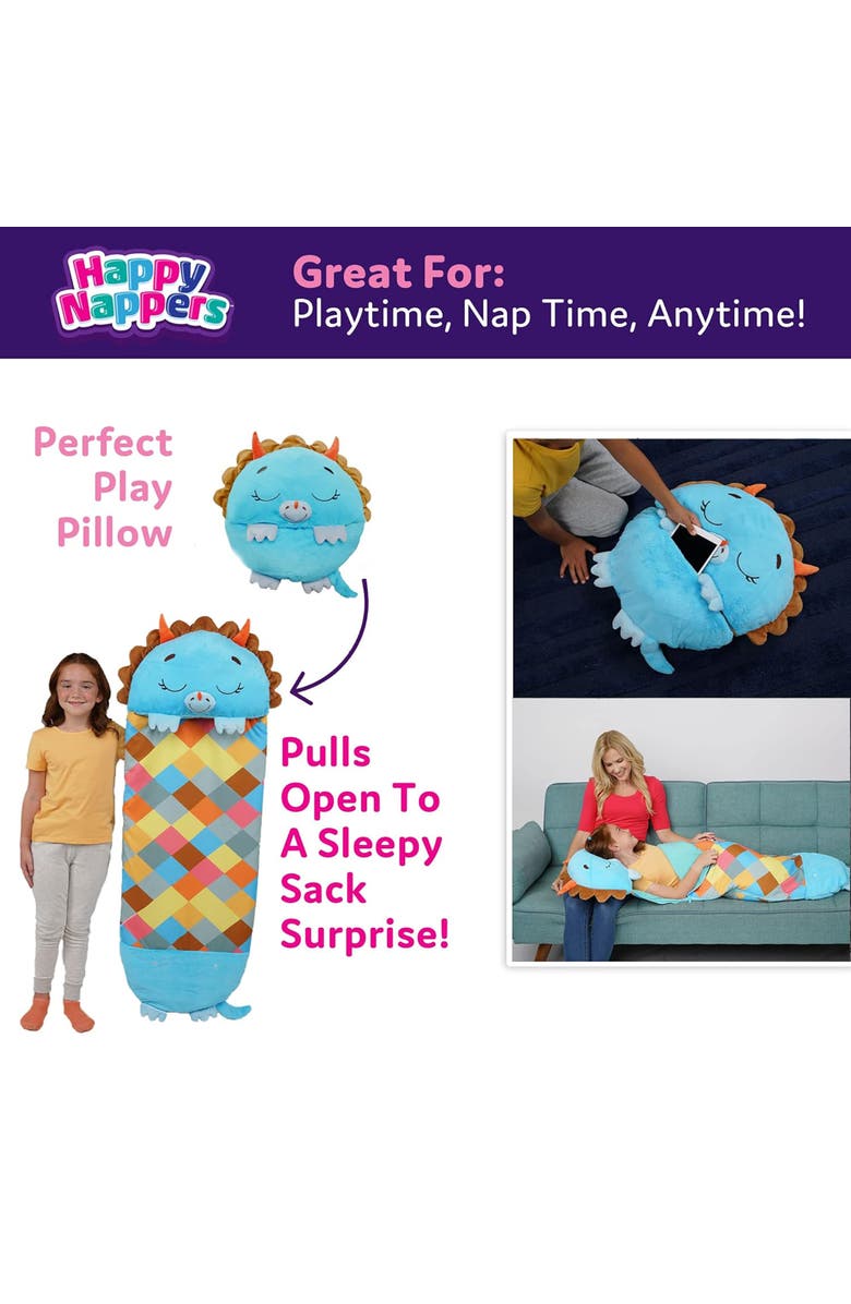 Happy Nappers Pillow & Sleepy Sack Medium Triceratops Timmy, 54 inch x 20 inch, Alternate, color, Multicolored