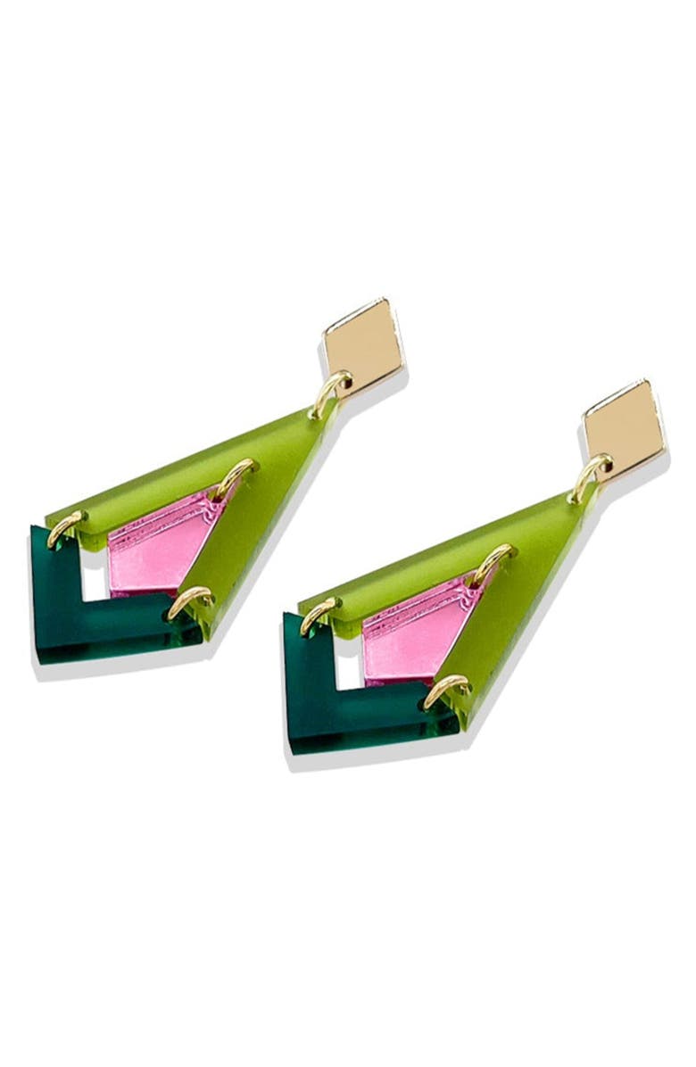 Toolally Art Deco Diamond Drops - Lime Zest, Pink Mirror & Emerald, Alternate, color, Lime Zest