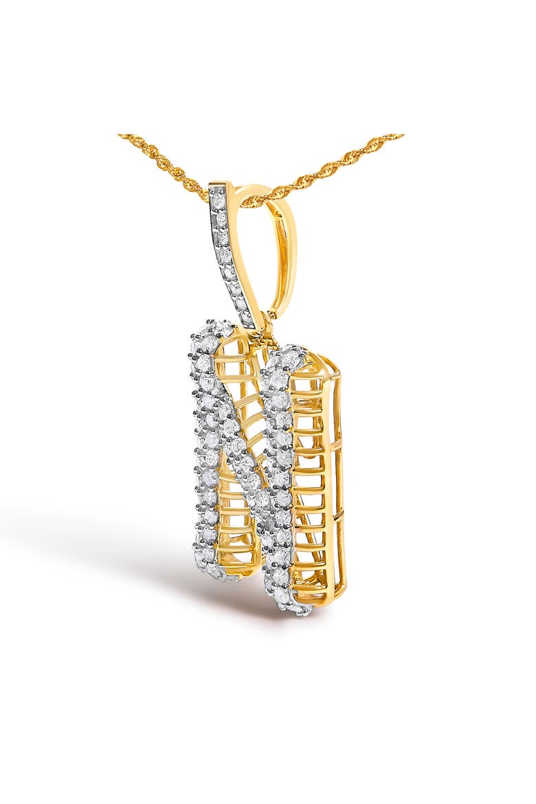 Men's 10K Yellow Gold 1 1/2 Cttw Diamond Letter N Initial Pendant Necklace, Alternate, color, Yellow Gold