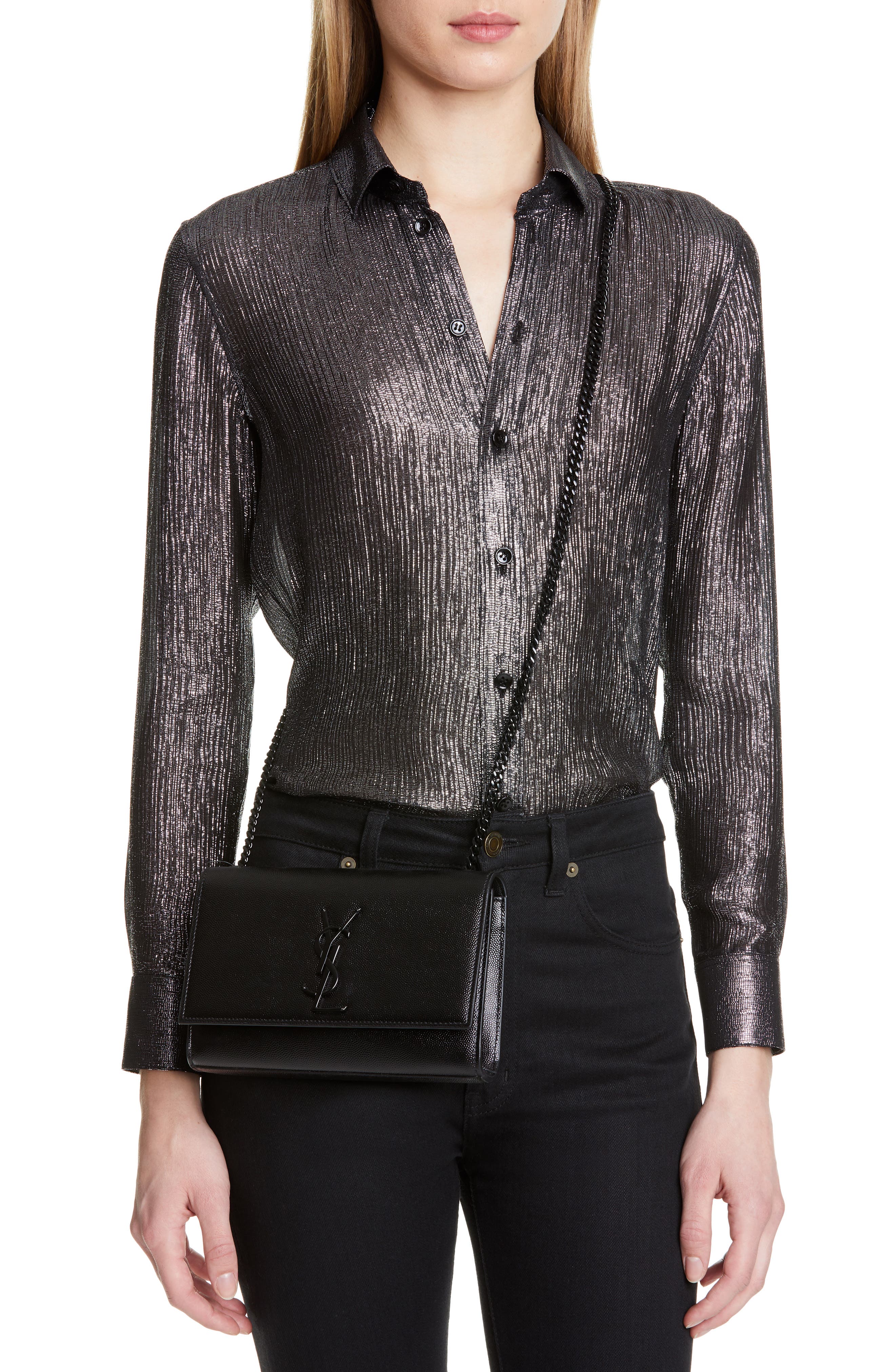 Saint Laurent Small Kate Leather Shoulder Bag, Alternate, color, 