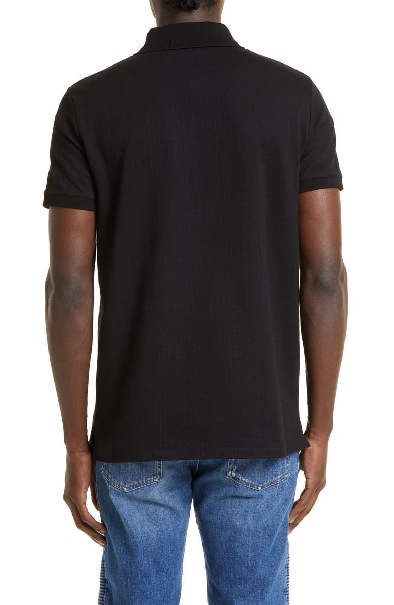 Balmain Monogram Jacquard Stretch Cotton Polo, Alternate, color, 