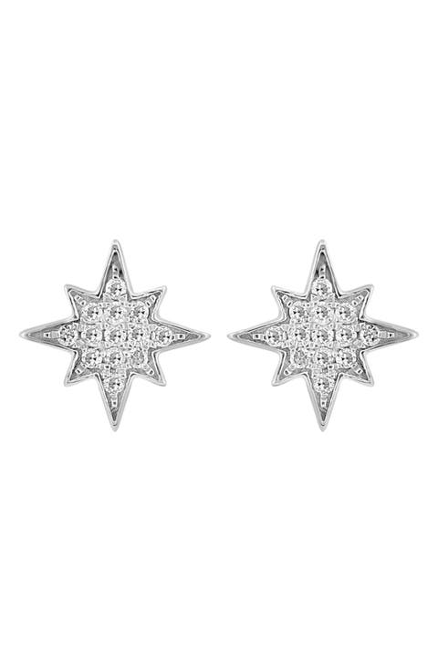 Sterling Silver Diamond Burst Stud Earrings - 0.22 ctw.
