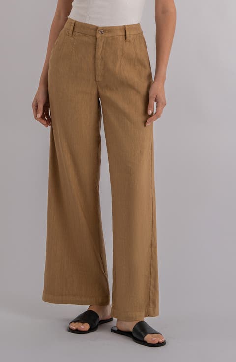 Meg High Waist Linen Blend Wide Leg Pants