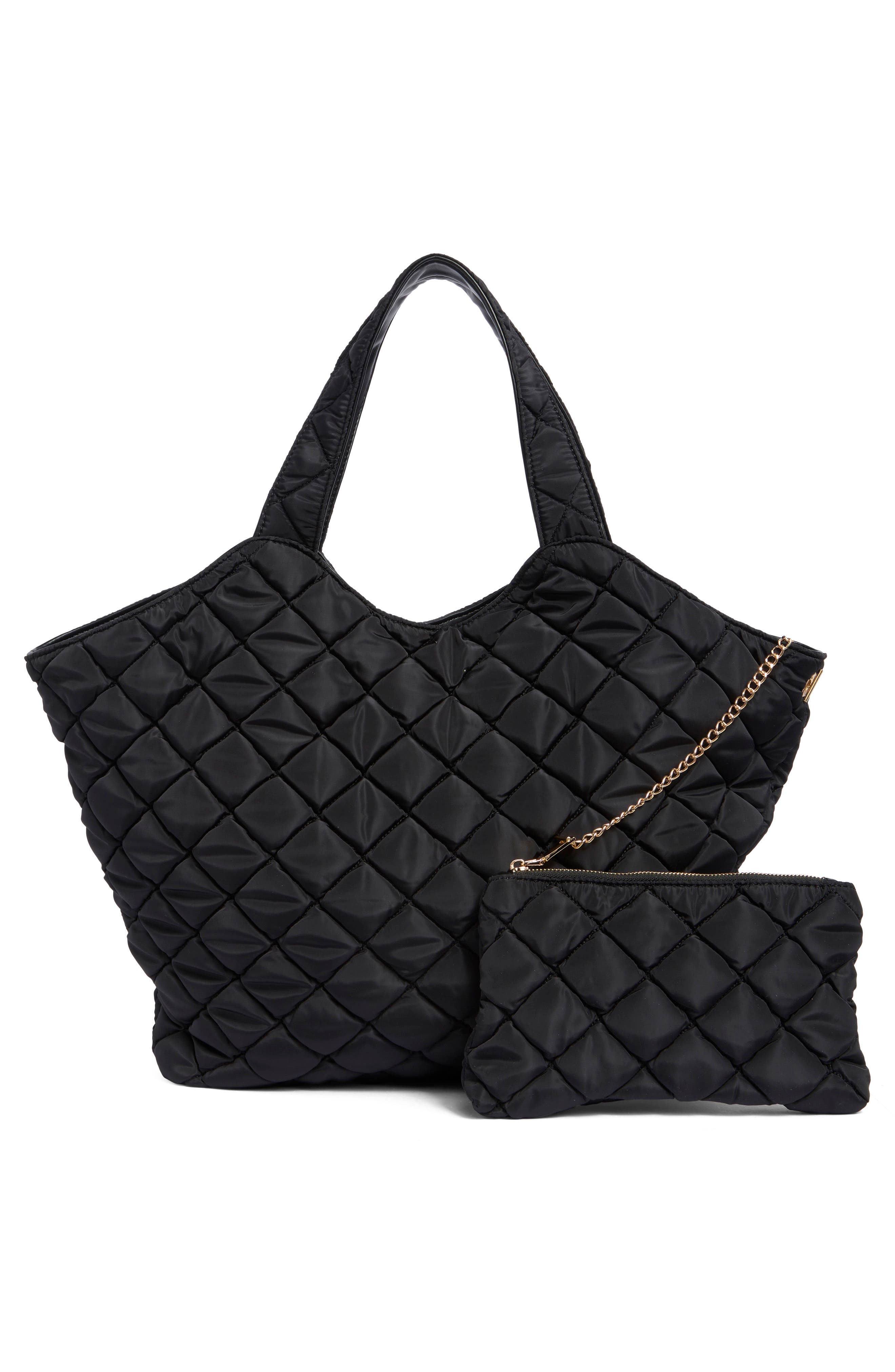 URBAN EXPRESSIONS HANDBAGS Diamond Quilted Tote, Alternate, color, Black