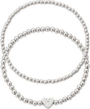 Adornia Beaded Initial Charm Bracelet Set