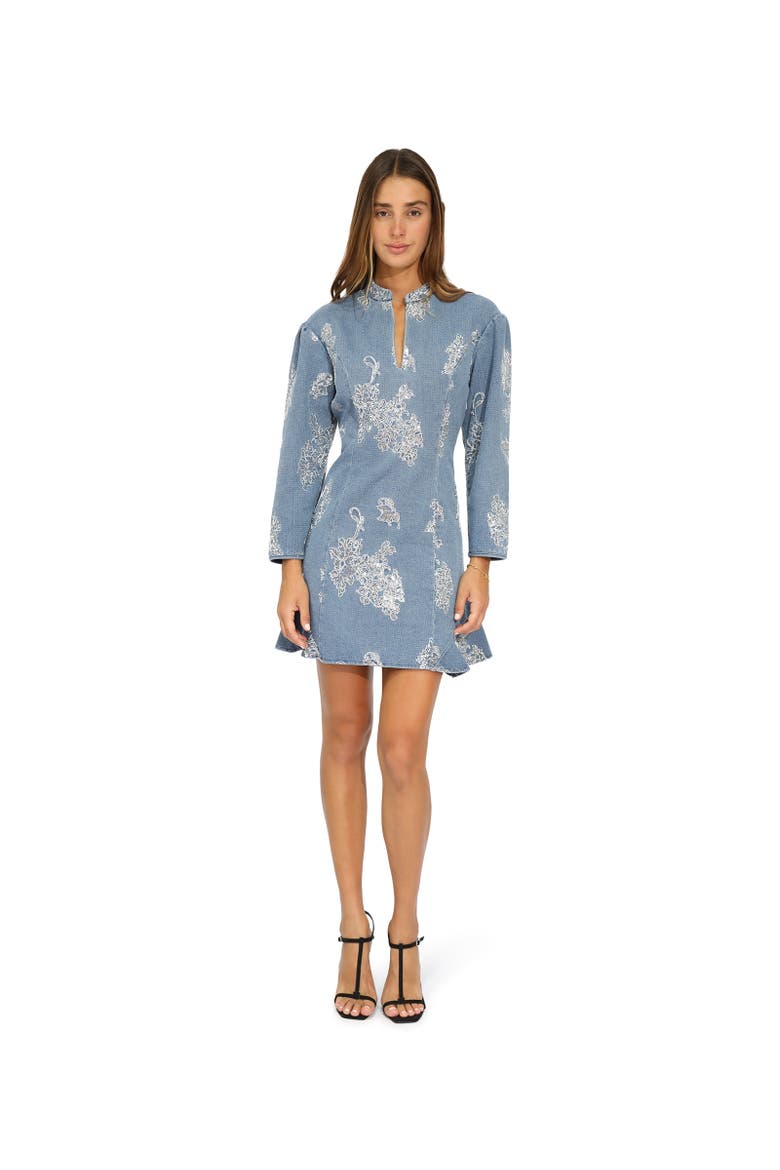 Heart You Denim Beaded Mini Dress, Alternate, color, Blue
