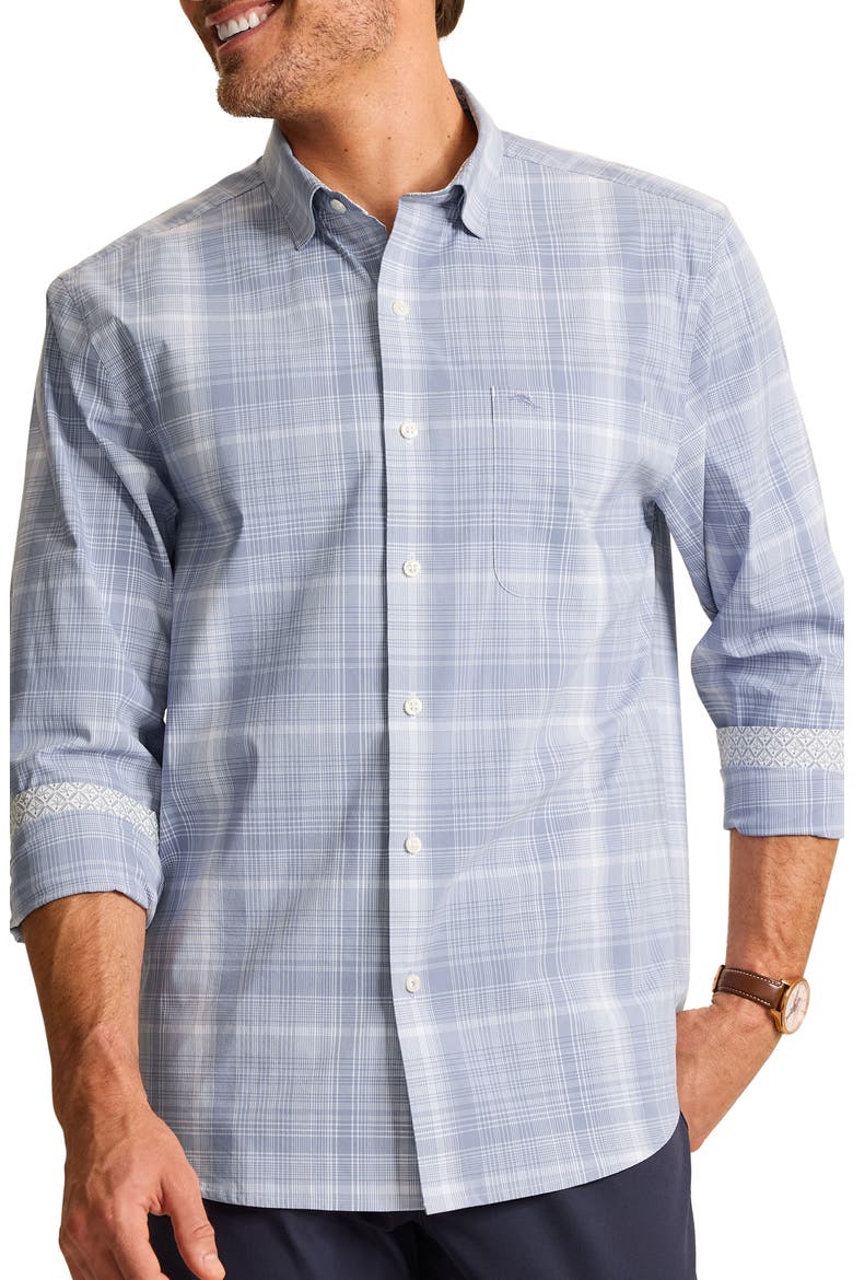 Sarasota Stretch La Cumbre Plaid Long Sleeve Button Up Shirt, Main, color, DRESS BLUES