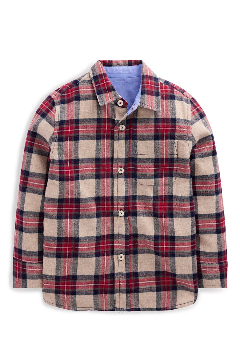 Kids' Cosy Cotton Check Shirt, Main, color, OAT NAVY AND RED CHECK